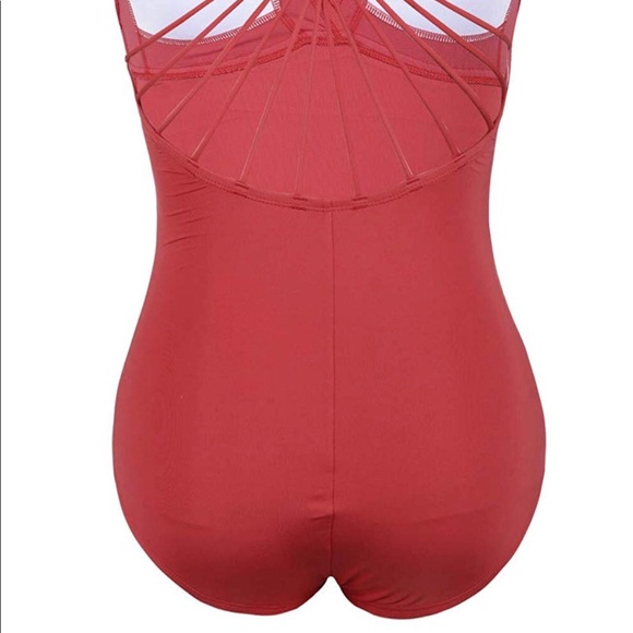 Halter One Piece Red Swimsuit - Picture 4 of 4